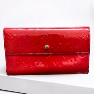 Louis Vuitton Red Vernis Tri-Fold Wallet